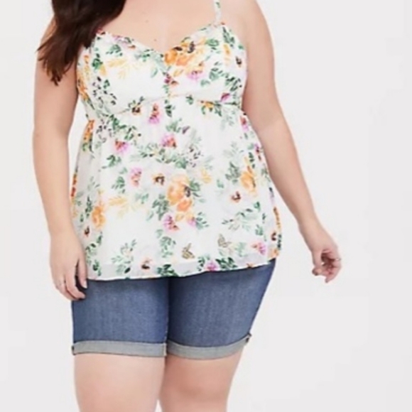 🥳🎉 Host PICK 🎉🥳  Torrid Ivory Floral Chiffon Babydoll Cami Sz 3 - Picture 3 of 11